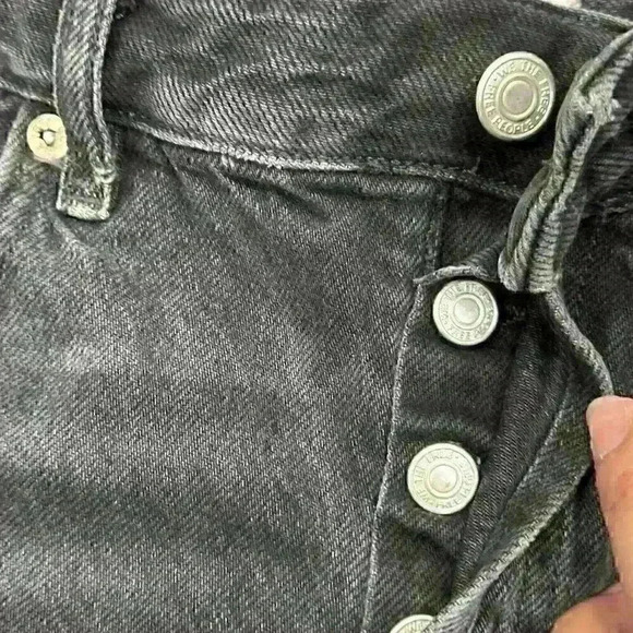 WE THE FREE People Black Button Fly Cut Off Distressed Denim Shorts Size 27 EUC - Picture 3 of 12
